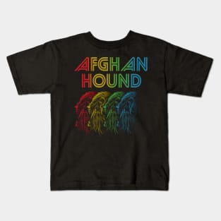 Cool Retro Groovy Afghan Hound Dog Kids T-Shirt